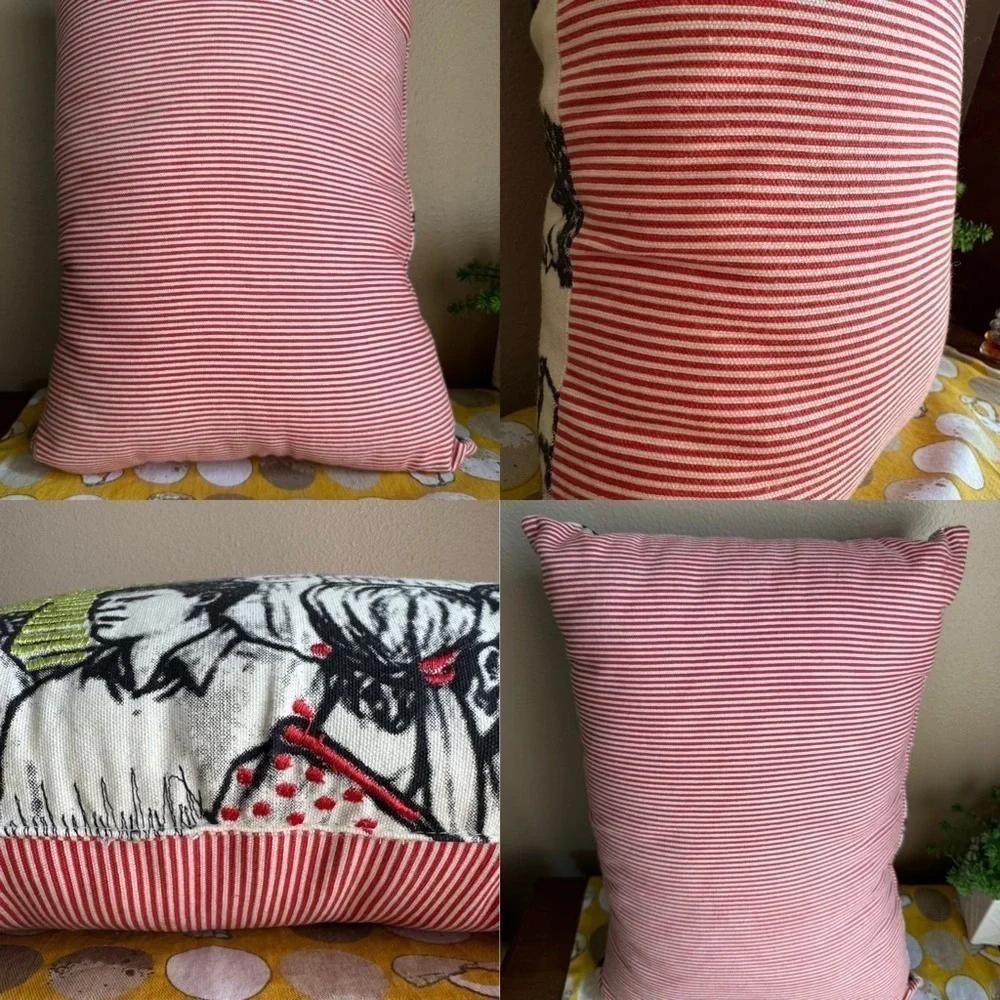 Embroidered Crowd sketch small pillow